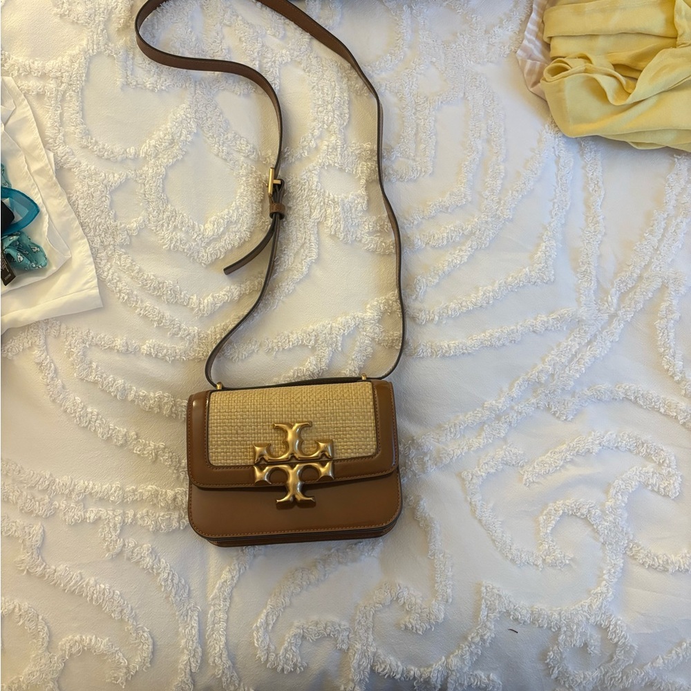 Tory Burch Tan and Gold Crossbody Bag